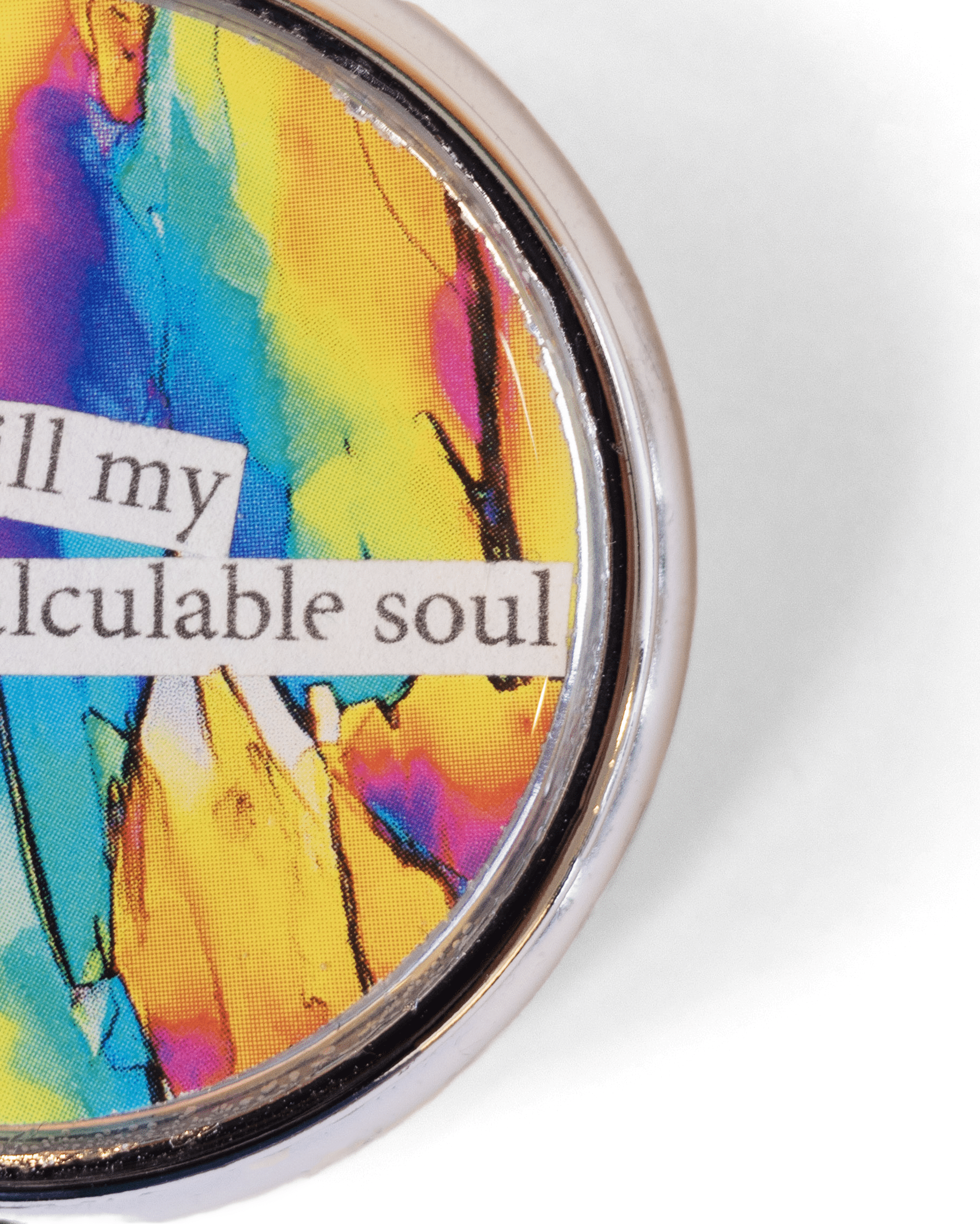 Handmade dopamine molecule pill case featuring vivid microscopy art sealed in resin. Science-inspired pillbox and meaningful STEM gift for thinkers and dreamers. Macro.