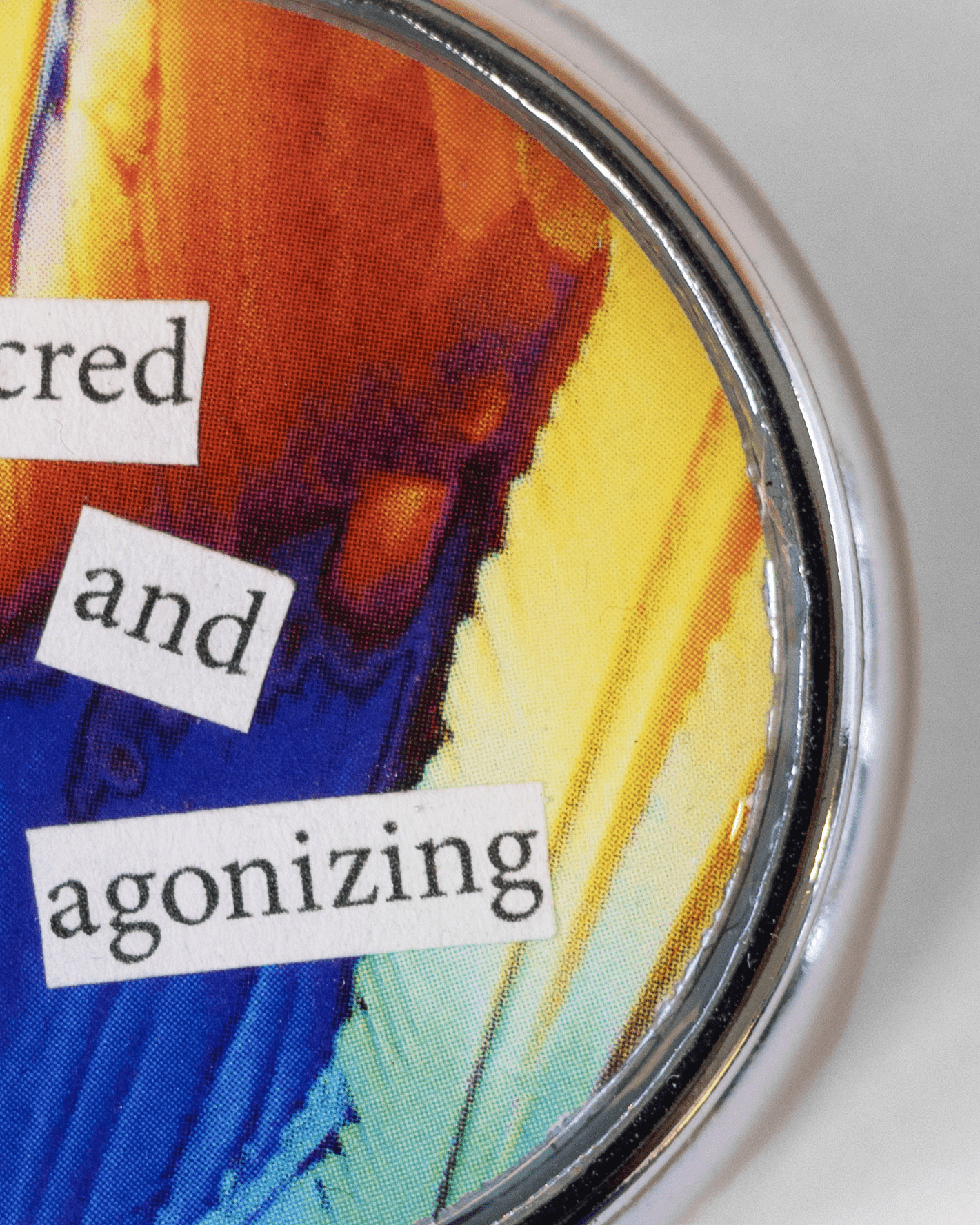 Sacred + Agonizing - Pill Case - Quantum Sunshine. Handmade pill case featuring vivid microscopy art sealed in resin. Science-inspired pillbox and meaningful Science gift for doctors and STEM professionals. Macro.